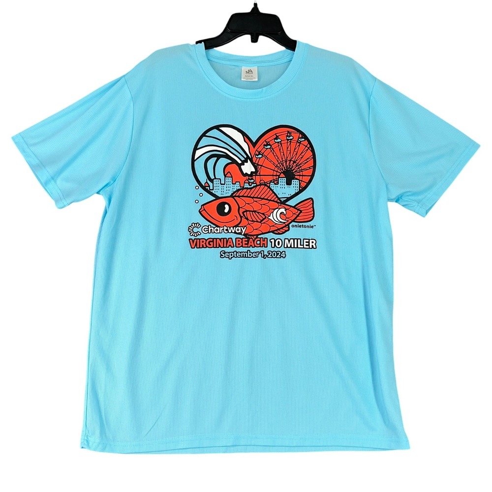 JA Racing Adult XL Blue Chartway Virginia Beach 10‎ Miler Performance T Shirt